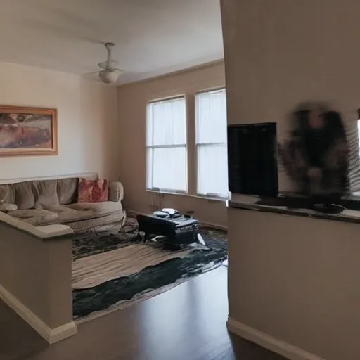 Image similar to a ghost captured on camera in someone's home, detailed, realistic, 4k resolution