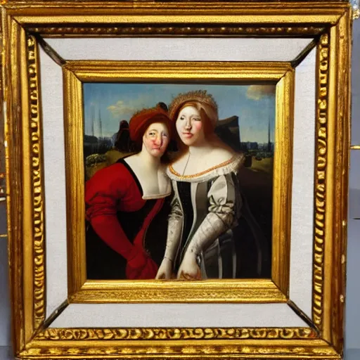 Prompt: oil painting of young ladies in the style of renaissance, dutch golden age