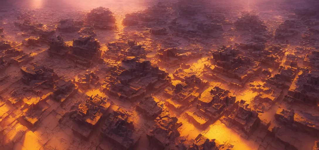 Prompt: an amazingly stunning picture of a floating transparent crystal town in the middle of a desert, intricate detail, sunset, serene, volumetric lighting, volumetric clouds, 8 k, photorealistic, digital art trending on artstation