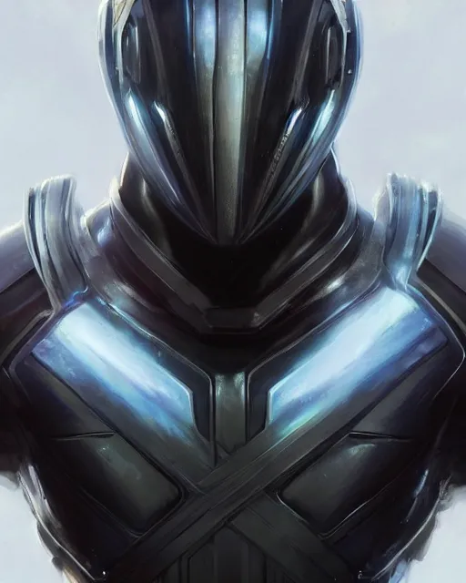 Prompt: iridescent wiry muscular male smooth sleek glossy black pearlescent scifi armor with smooth black featureless visor, by greg rutkowski and mark brookes and jim burns and tom bagshaw and magali villeneuve, trending on artstation