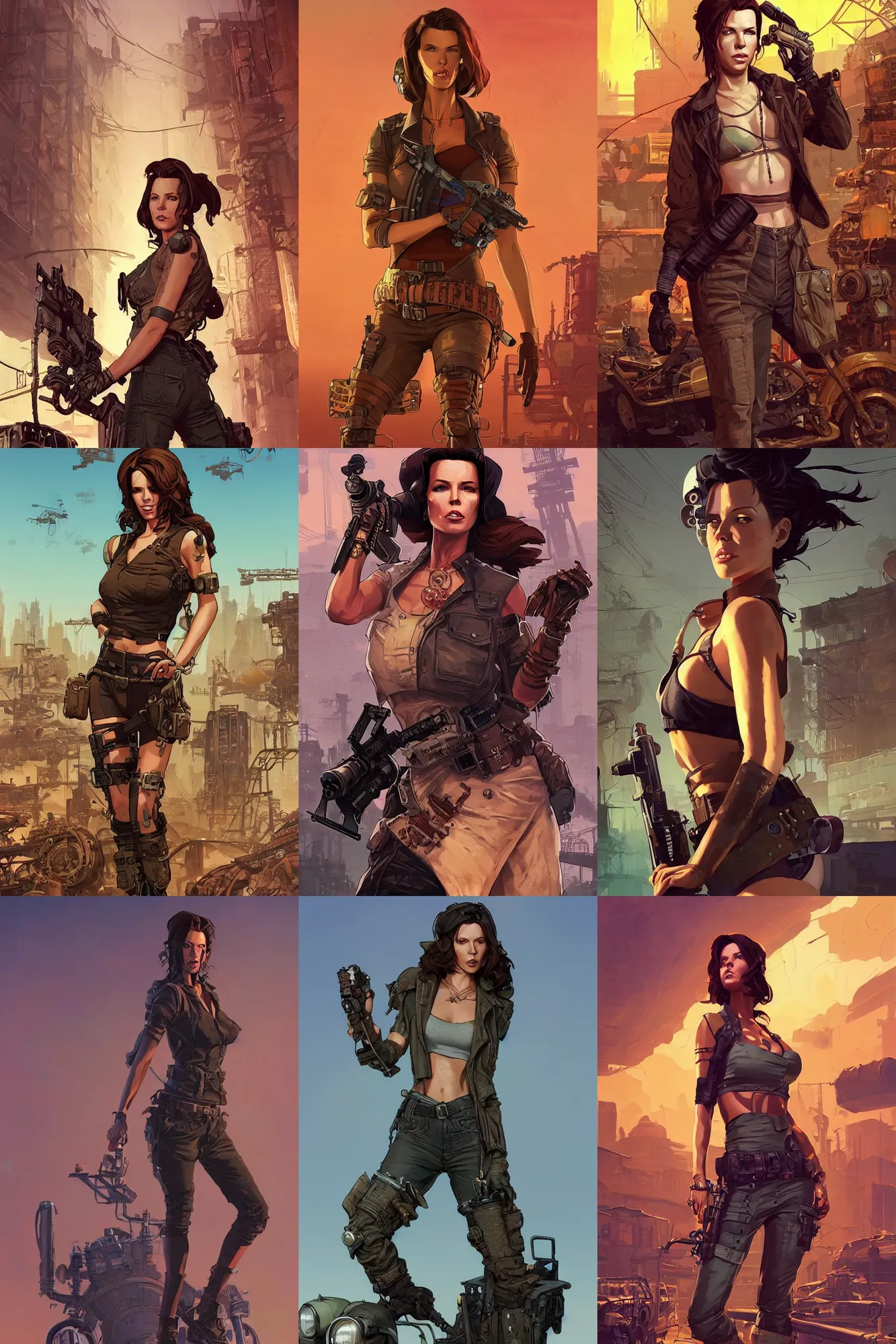 Prompt: hardmesh retro futurist post - apocalyptic steampunk fallout kate beckinsale, hyper realistic, art gta 5 cover, official fanart behance hd artstation by jesper ejsing, by rhads, makoto shinkai and lois van baarle, ilya kuvshinov, ossdraws, feng zhu and loish and laurie greasley, victo ngai