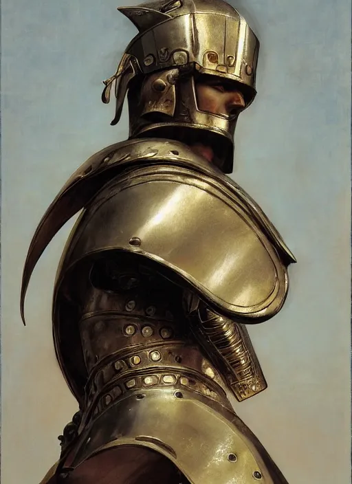 Prompt: close - up of an ancient greek character in armor, by ilya kuvshinov, by thomas lawrence, by bayard wu, symmetrical