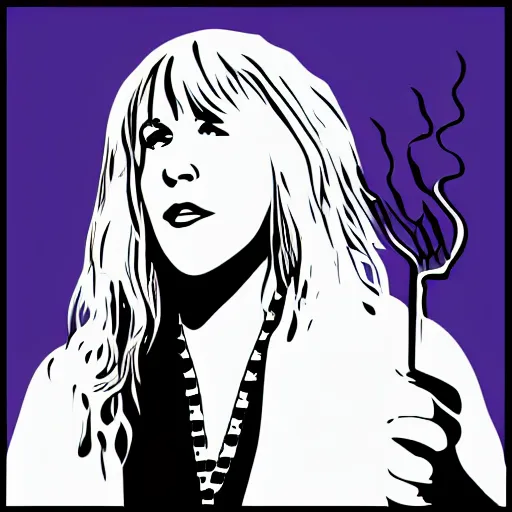 Image similar to stevie nicks playing guitar and singing, sticker - art, svg vector, adobe - illustrator