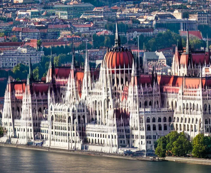 Prompt: 4 k hd, high detail photograph of hungary parliament building, shot with sigma f / 4. 2, 2 5 0 mm sharp lens, wide shot, volumetric lighting, high level texture render