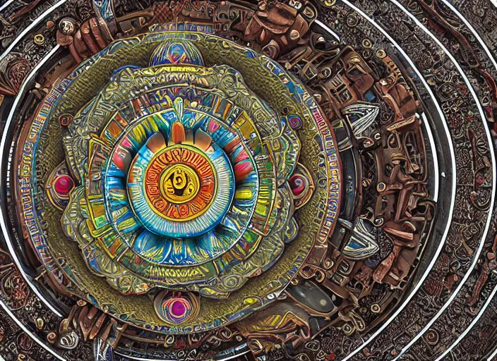 Image similar to hyperrealism, detailed textures, photorealistic 3 d render, a coloured beautiful tibetan kalachakra mandala, sanskrit writing, ultra realistic, ultra high pixel detail, cinematic, intricate, cinematic light, concept art, illustration, art station, unreal engine 8 k