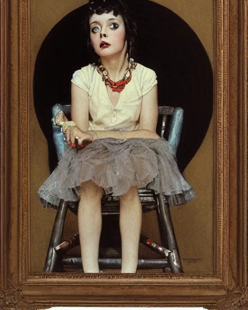 Prompt: a goth girl, by norman rockwell