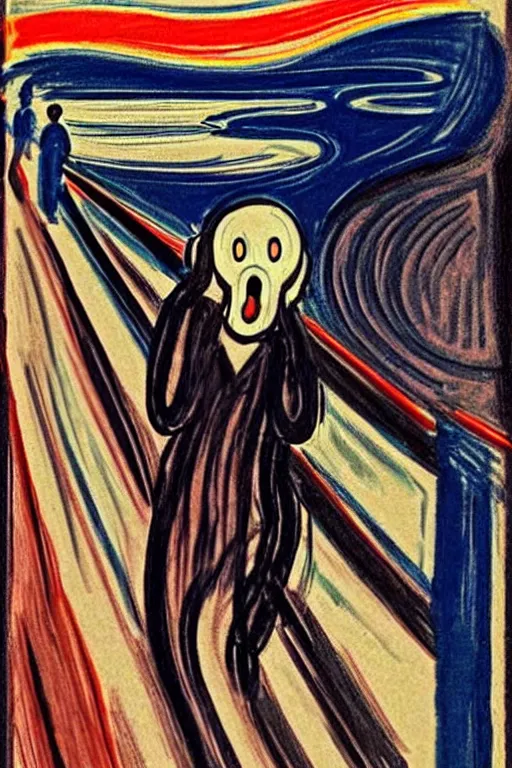 Image similar to super mario as the scream by edvard munch