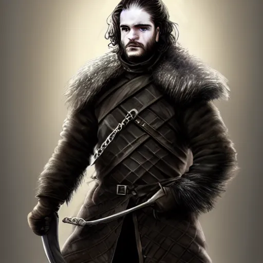 Prompt: Game of Thrones John Snow by Will Murai, Trending on Artstation