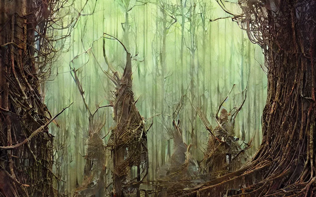 Image similar to a futurist techno - spirit cybernetic forest, future perfect, award winning digital art by santiago caruso and bruce pennington