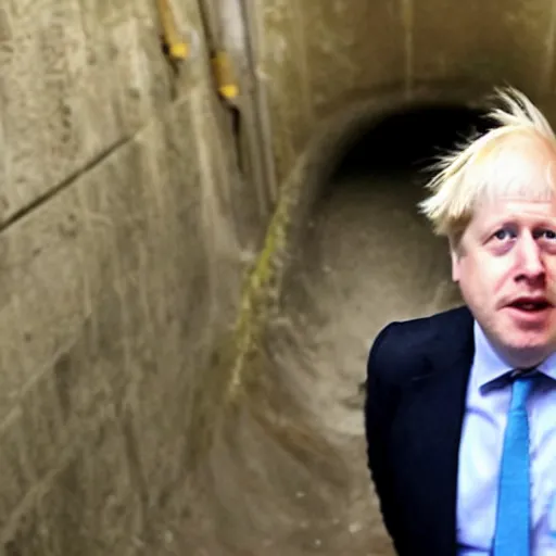 Prompt: photo of boris johnson lost in the sewers