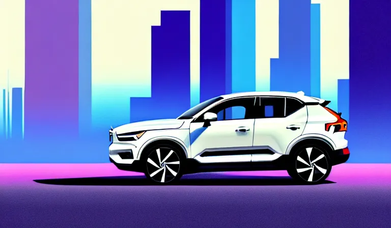 Prompt: a beautiful, sharp focus, clean lines, vector art. white volvo xc 4 0 in an urban cityscape. vaporwave ombre rendering. outrun style. in the style of a travel poster. trending on artstation. recommended for you behance. by chris moore. by edward hopper. ambient occlusion. digital matte painting. metropolis filmic. gotham city.