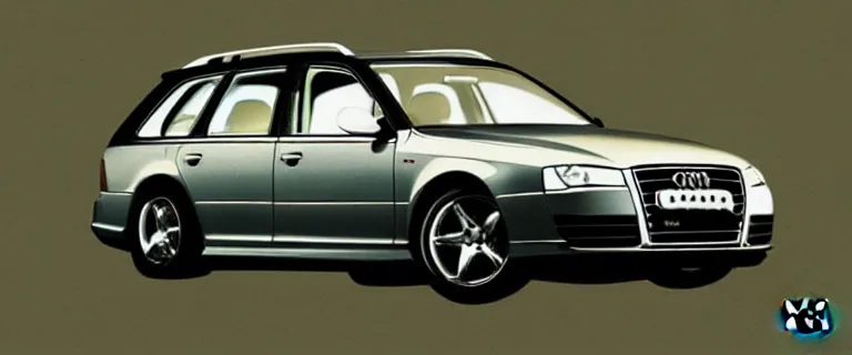 Image similar to Audi A4 B6 Avant (2002), Lemon Demon - Spirit Phone album cover artstyle