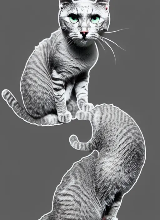 Image similar to a silver fractal cat