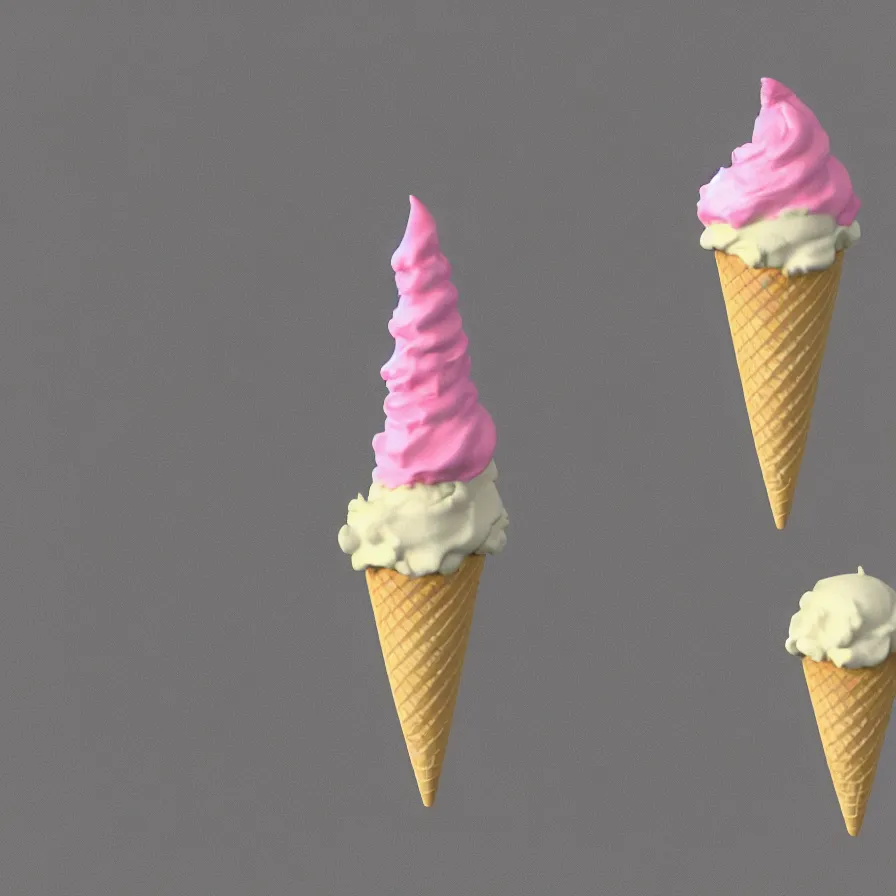 Image similar to 3 d render of a cute ice cream cone