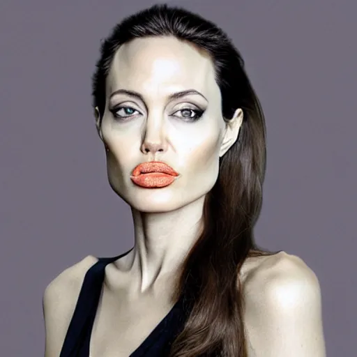 Image similar to an orange with the face of angelina jolie