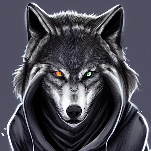 Prompt: A wolf wearing black hoodie, Maya engine, artstation, deviantart contest winner, hyperdetalied,