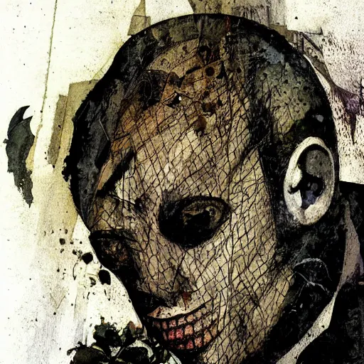 Prompt: a rotted face by Dave McKean