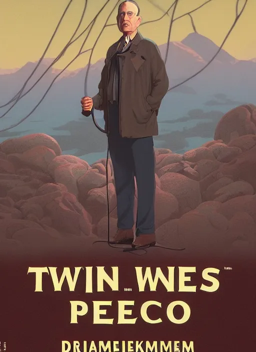 Prompt: Twin Peaks poster artwork by Michael Whelan and Tomer Hanuka, Karol Bak, Rendering of Dr. George Cloone stethoscope, from scene from Twin Peaks, clean, full of details, by Makoto Shinkai and thomas kinkade, Matte painting, trending on artstation and unreal engine