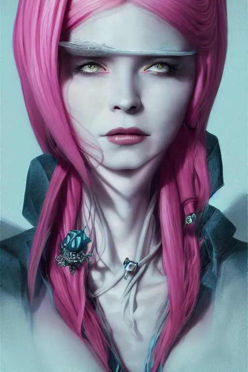 Prompt: vaporwave, an elegant sophisticated gothic queen with long pink dreads, straight on, by artgerm, jamie hewlett, tom bagshaw, gerald brom, 4 k, smooth, hd, substance designer render, full body character concept art, cel shading, toon shading,