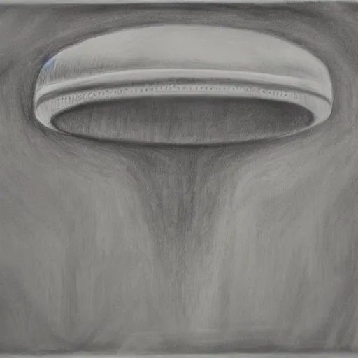 Image similar to Dimension Shift, UFO, reversal of roles, charcoal on paper