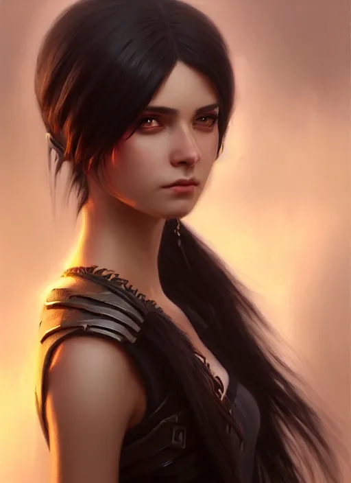 Image similar to a _ fantasy _ style _ portrait _ painting _ of young adult, black fringe hair, round face, rpg dnd oil _ painting _ unreal _ 5 _ daz. _ rpg _ portrait _ extremely _ detailed _ artgerm _ greg _ rutkowski _ greg