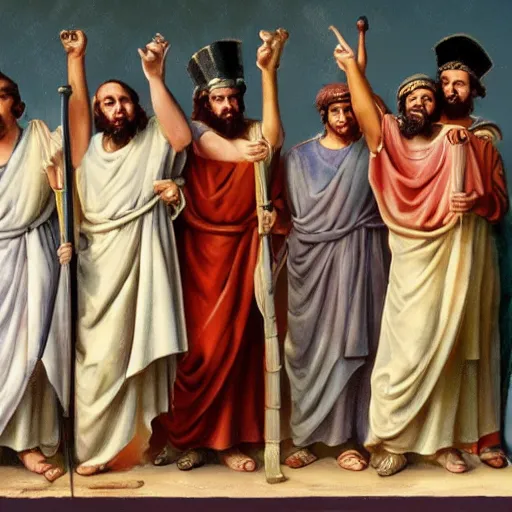 Image similar to stand up comedians from the roman empire