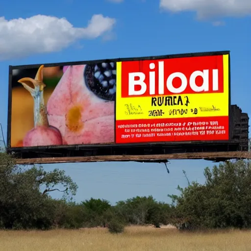 Prompt: a billboard in rural texas