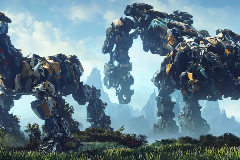 Image similar to stalker machine mecha animal beast robot of horizon forbidden west horizon zero dawn bioluminiscence global illumination ray tracing hdr fanart arstation by sung choi and eric pfeiffer and gabriel garza and casper konefal