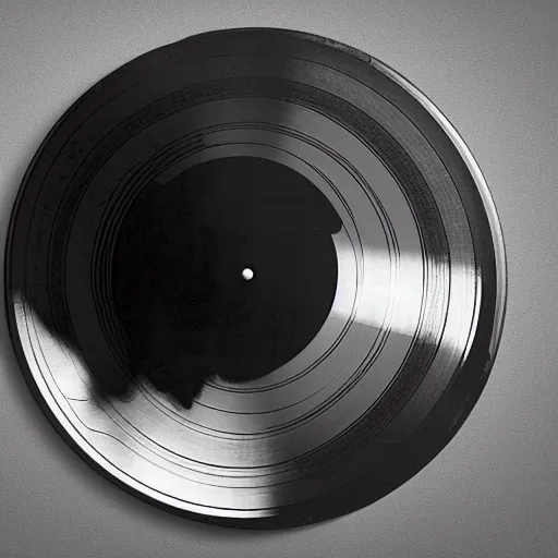 Prompt: an ortographic view of a black vinyl record