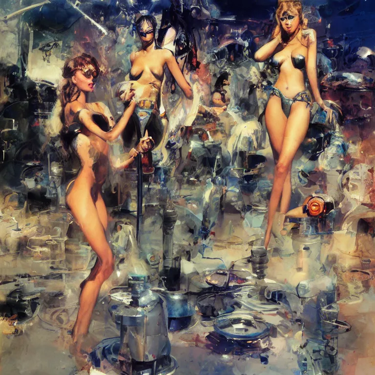 Image similar to hookah smoking nymphs, androgynous, sharp focus, neotenous by john berkey