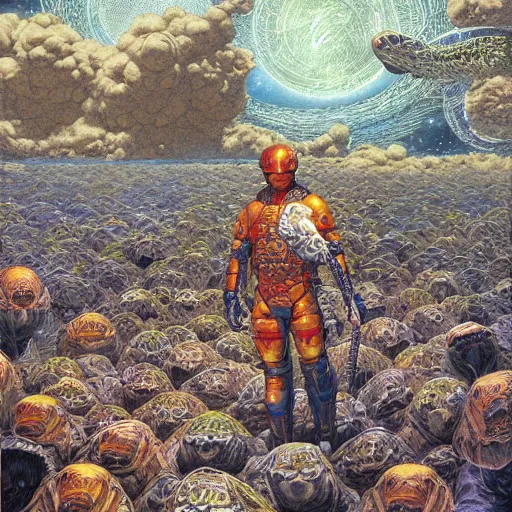 Image similar to the edge of the universe (on film), Turtle warrior, by Donato Giancola and Victo Ngai