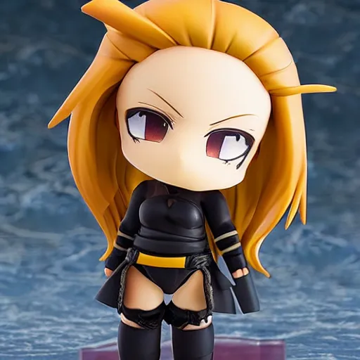 Prompt: seductive, cute young ninja, nendroid, stephen bliss style