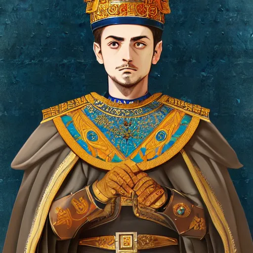 Prompt: portrait of emperor justinian highly detailed, digital painting, concept art, sharp focus, by makoto shinkai