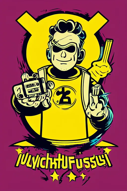 Image similar to fallout 7 6 retro futurist illustration art by butcher billy, sticker, colorful, illustration, highly detailed, simple, smooth and clean vector curves, no jagged lines, vector art, smooth andy warhol style