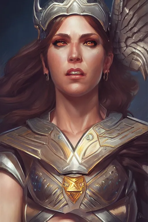 Image similar to amazon valkyrie athena, d & d, fantasy, portrait, highly detailed, headshot, digital painting, trending on artstation, concept art, sharp focus, illustration, art by artgerm and greg rutkowski and magali villeneuve