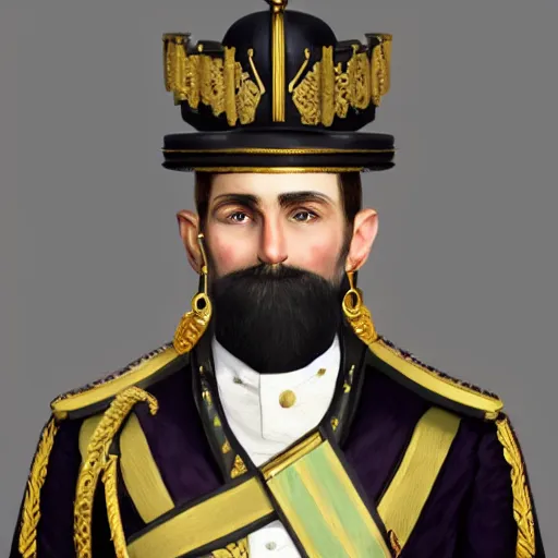 Image similar to man wearing a 19th century ceremonial officers uniform, intricate, elegant, highly detailed, digital painting, artstation, concept art, matte, sharp focus, illustration