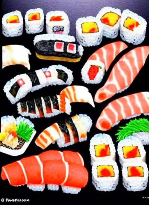 Image similar to clear photorealistic picture of adorable cats made out of sushi