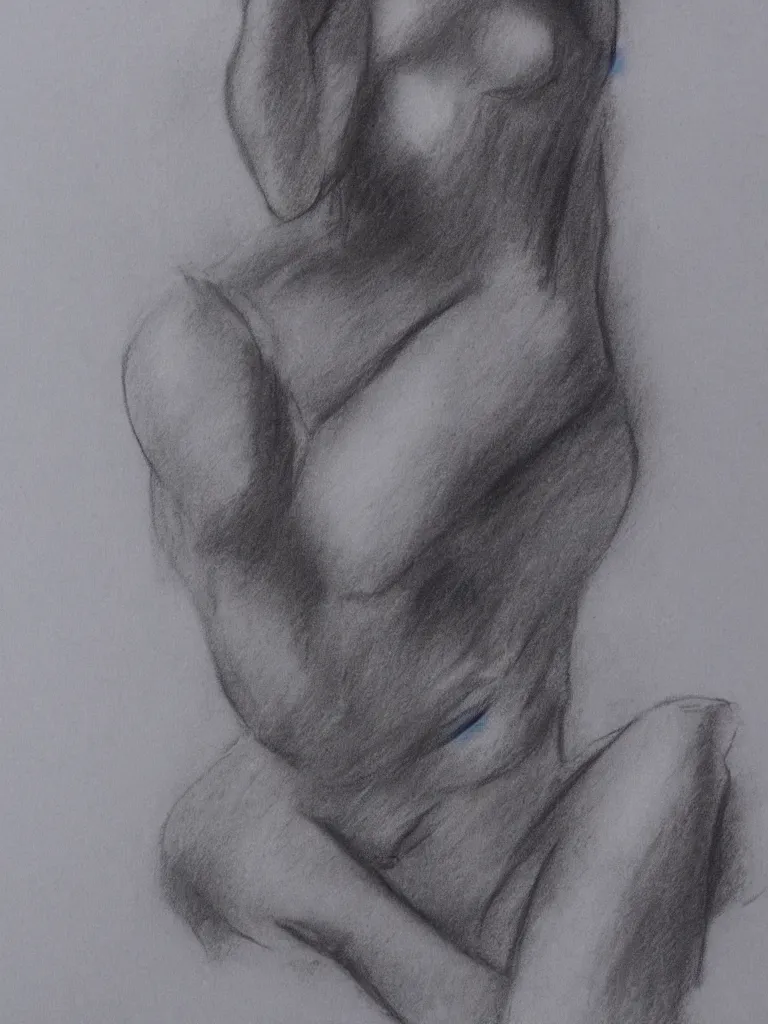 Prompt: charcoal figure drawing of a beautiful female model in the style of joseph sheppard