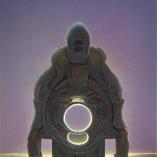 Prompt: ancient technology artifact, with glowing parts, by barlowe, wayne