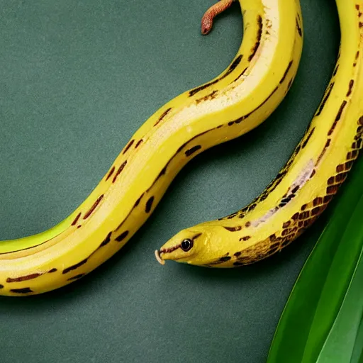 Prompt: banana snake in jungle realistic