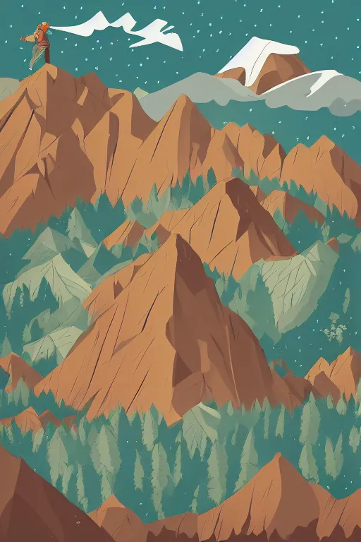 Image similar to mountaintop flat vector a storybook illustration trending on artstation