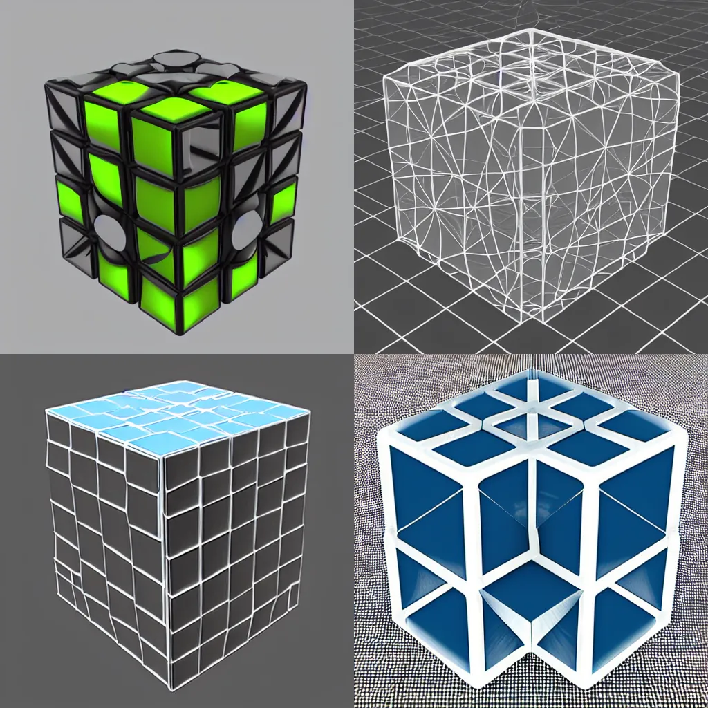 Prompt: 4d hypercube, screenshot from blender