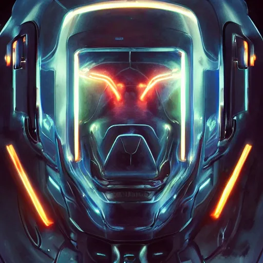 Image similar to tesla power armor realistic cyborg john cena photography electric field glowing, cyberpunk, portrait art by donato giancola and greg rutkowski, realistic face, glowing in tesla electricity visible magnetic field, digital art, trending on artstation, symmetry