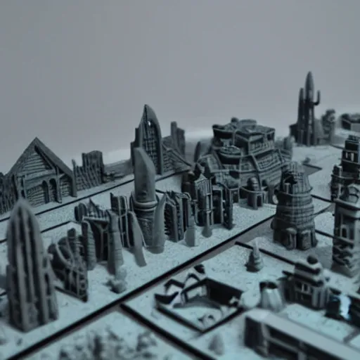 Prompt: 3 d printed skylines, skyrim gameplay