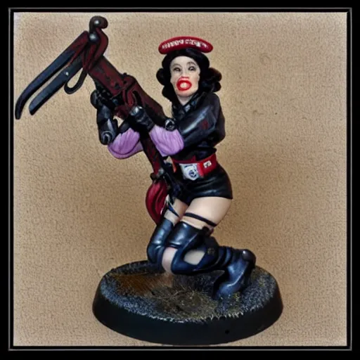 Image similar to pin-up nose art sisters of silence chainsword grimdark