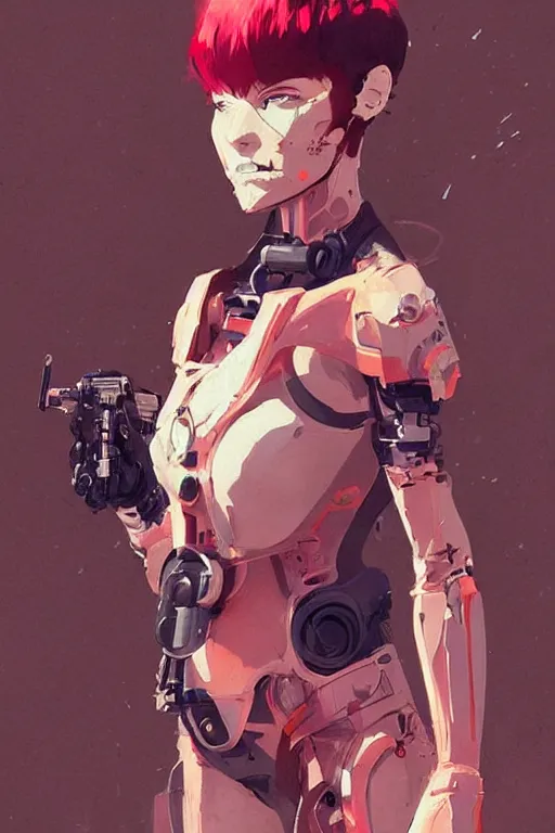 Image similar to a ultradetailed beautiful painting of a stylish female cyborg, by conrad roset, greg rutkowski and makoto shinkai trending on artstation