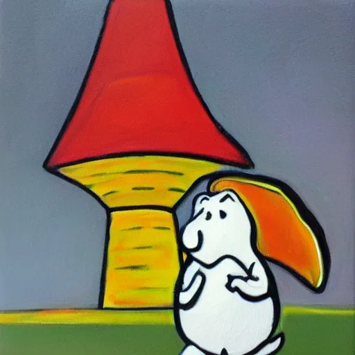 Prompt: moomin, oil painting