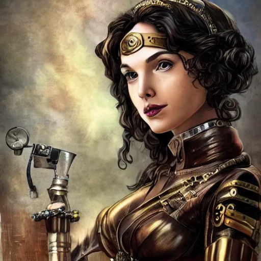 Prompt: extremely detailed steampunk gal gadot, lilia alvarado