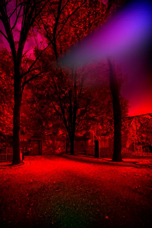 Image similar to scary october neighborhood, a sense of fright : : time - lapse : : hyperspectral imaging : : wide angle : : brenizer method : : dichromatism : : technicolor : : kinemacolor : : underdimensional : : beyond - dimensional : : 3 2 k : : dci - p 3 : : rim lights : : moody lighting