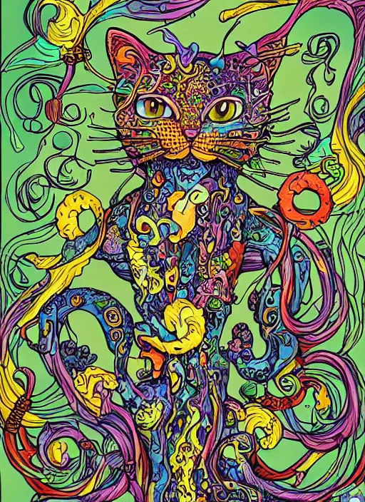 Prompt: cat seahorse fursona wearing headphones, autistic bisexual graphic designer, long haired attractive androgynous humanoid, coherent detailed character design, weirdcore voidpunk digital art by louis wain, furaffinity, cgsociety, trending on deviantart